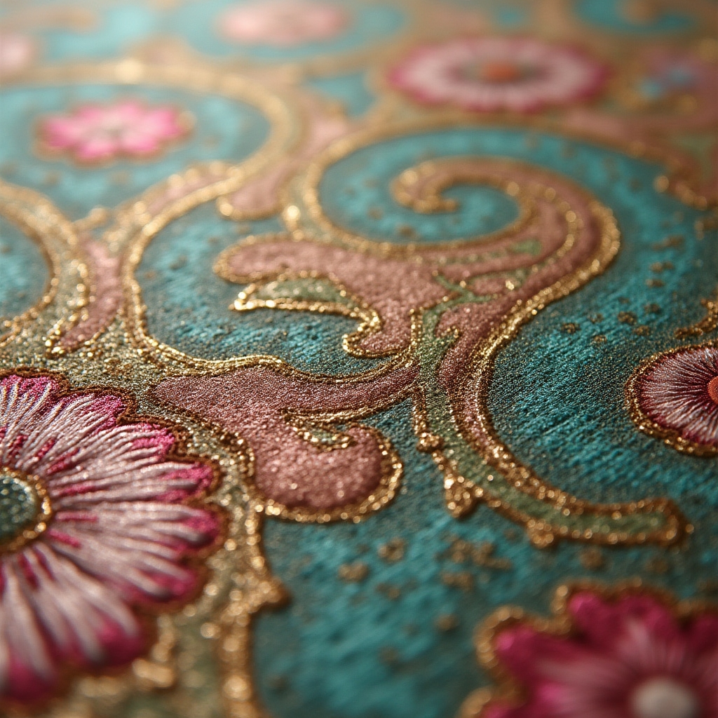 Tappeto in seta orientale con trame finissime e colori iridescenti